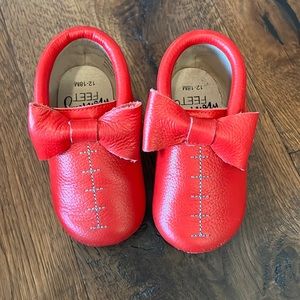 Monkey feet red football moccasins size 12-18m